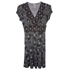 Y2K Vintage Baby Doll Charter‎ Club Size 4 Dress Brown Geo Print Empire Waist